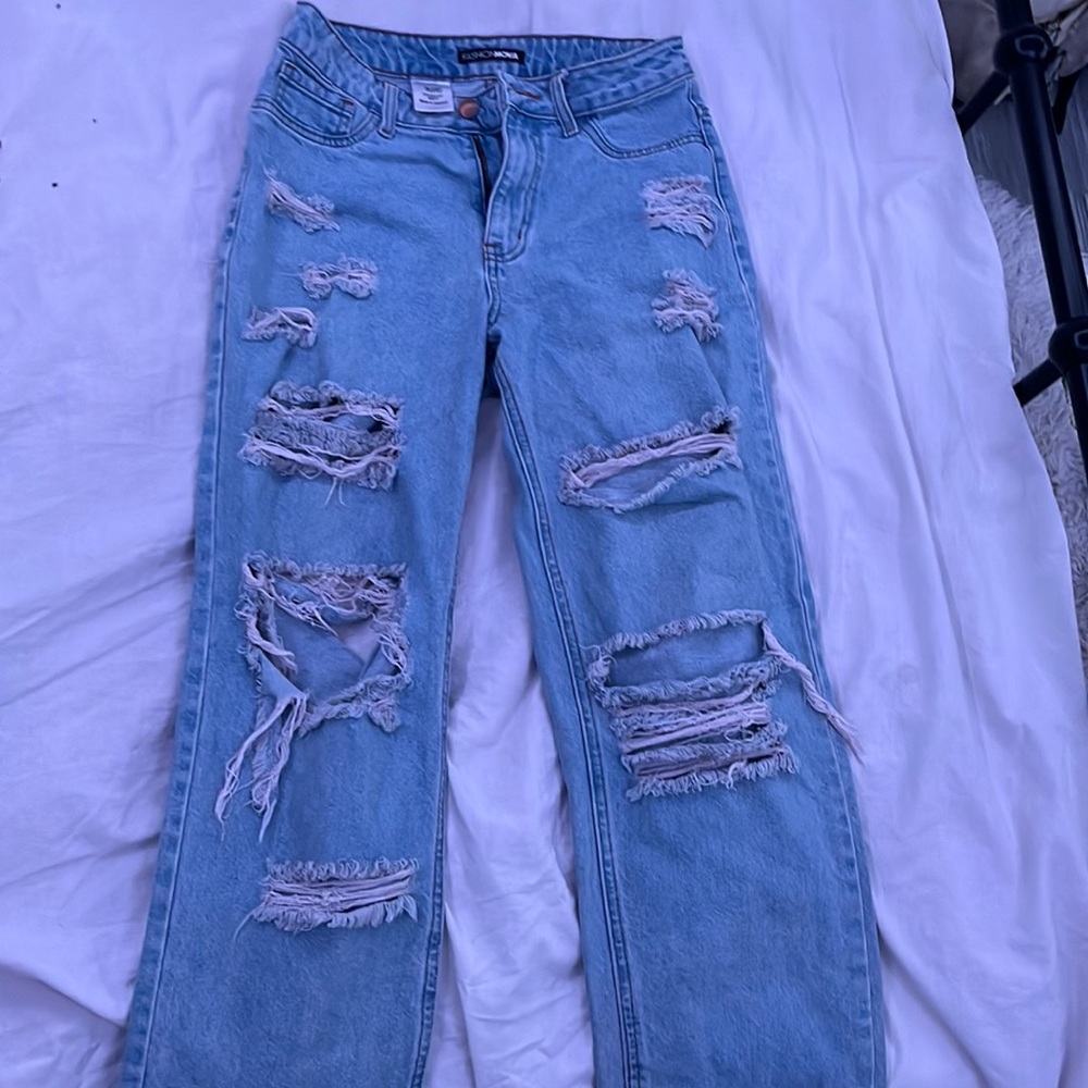 Ripped Light Blue Fashion Nova Jeans Size: 3/26/(S/M)